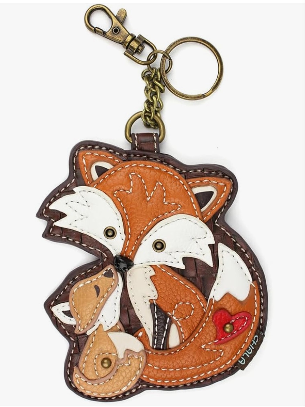 Chala Fox Family Appliqué Key Fob Coin Purse NWT